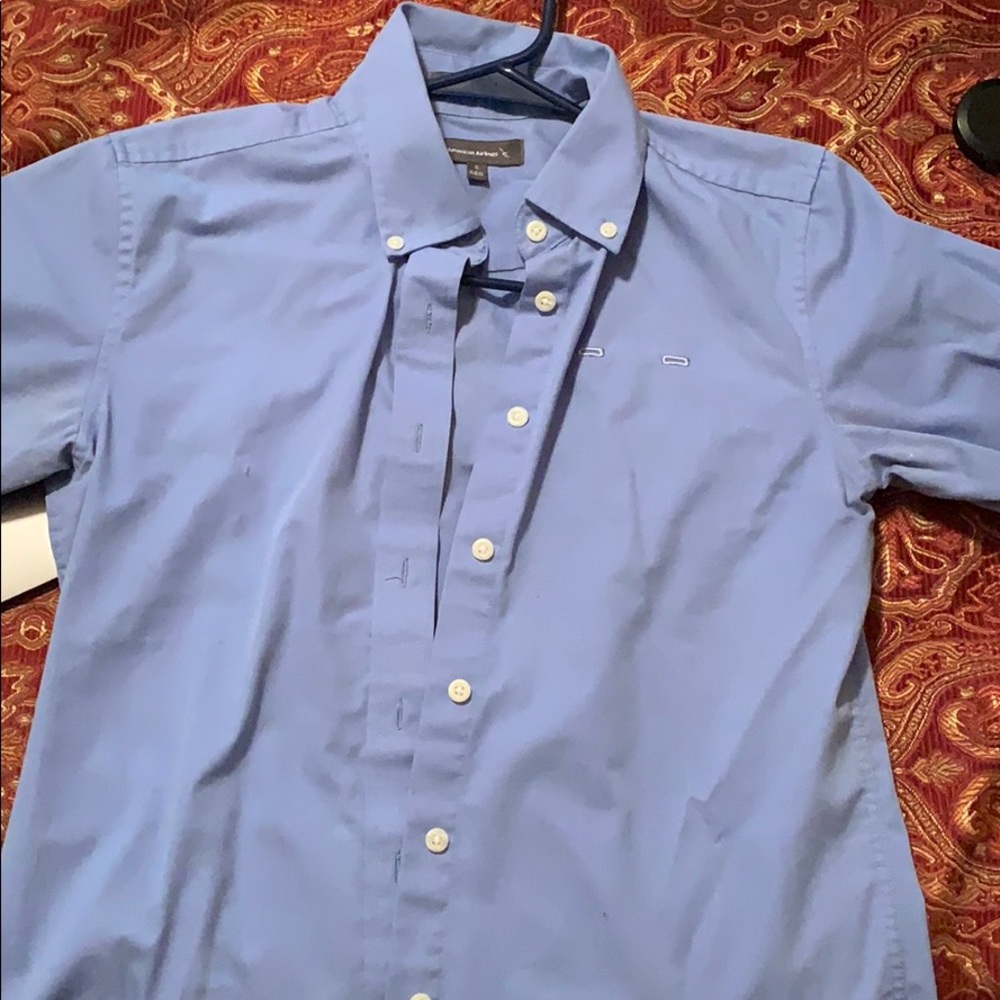 American Airlines Light blue button up shirt